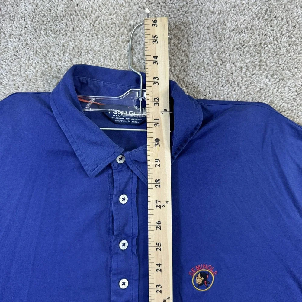 Polo‎ Golf Ralph Lauren Polo Shirt Mens XL Blue Seminole Logo Pima Cotton Short